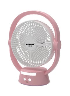 اشتري 8 Inch Rechargeable Fan With LED Light White AC/DC في الامارات