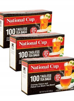 اشتري , Tagless Orange Pekoe and Pekoe Cut Black Tea Blend, Tea Bags, 100 Ct, Pack of 3 في الامارات