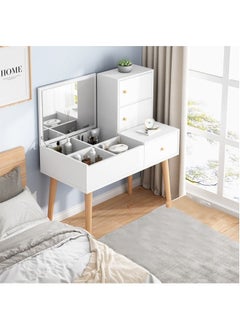 Buy Makeup Vanity Table Dressing Table Flip Mirror With Drawers in UAE