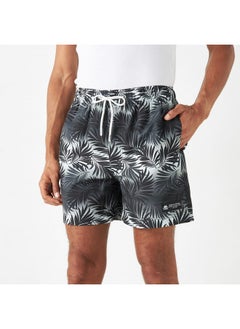 Buy Kappa All-Over Tropical Print Swim Shorts with Pockets and Drawstring Closure in UAE