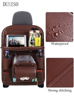 اشتري Car Backseat Organizer for Kids Car Kick Mats Back Seat Protector with Clear Tablet Holder and Extended Bottom Side Pockets Made with Water Proof and Durable Faux Leather Multifunction في السعودية