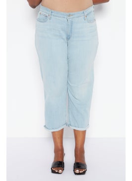 اشتري Women Plus Size Washed Denim Jean, Blue في الامارات