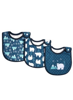 Buy 3 Pack Baby Bibs 100% Organic Cotton Drooling Teething Feeding Bib Soft Super Absorbent With Snap Button For 0-36 Months Girls Boy Newborns Infant Toddlers Polar Bear in UAE