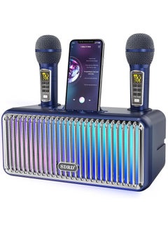 Buy Karaoke Machine for Adults and Kids, Portable Bluetooth Speaker with 2 Microphones, UHF Wireless Karaoke PA Speaker System with Gradual Colorful LED Lights for Home Party, Blue in UAE