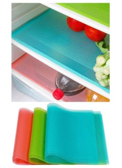 اشتري Refrigerator Mats Large Washable Waterproof Fridge Pads Shelves Liners Drawer Table Mats 4Red/4Green/4Blue (45x29cm - 12 Pack ) في الامارات