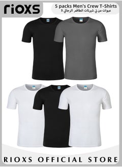 Buy Men's Multipack Crew T-Shirts Summer Basic Tops Active Quick Dry Crew Neck T Shirts Athletic Running Gym Workout Short Sleeve Tee Tops Bulk in Saudi Arabia