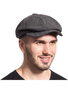 اشتري Men's Cotton Flat Cap Ivy Gatsby Newsboy Hat, Breathable Hat Beret Cap Cabbie Caps for Men Women, 8 Panel Herringbone Tweed Gatsby Hat في السعودية