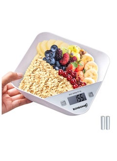 اشتري Kitchen Scale with Bowl - Versatile Electronic Food Scale For Kitchen, Ideal Scale for Baking, Cooking & Liquids - Diet & Portion Control - Batteries Included (White - 5Kg/11Lbs Capacity) في السعودية