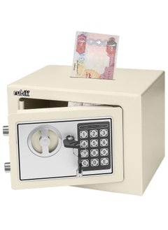 Buy Mini Cash Deposit Drop Slot Safe Box with Key and Pin Code Option (Off White) in UAE