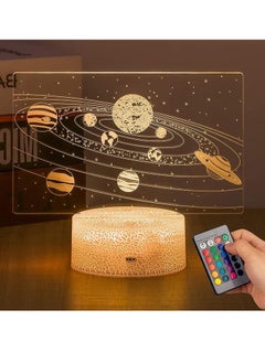 Buy 3D Solar System Night Light for Kids LED Optical Illusion Lamp with Remote Control Perfect Gift for Space Enthusiasts Galaxy Themed Decor for Boys and Girls in UAE