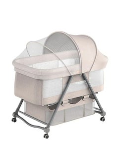 Buy 3 in 1 Crib,Baby Cot with Blackout Dust Net and Storage Basket,Easy to Fold and Store Crib,Crib for Travel/Party/Home (khaki) in Saudi Arabia