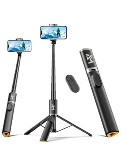 اشتري 161cm/63,39" Portable Selfie Stick Tripod with Remote, Compact Photo Video Wireless Selfie Stick Tripod Stand 360° Rotate Travel for Cell Phones Apple iPhone Pro Max 15 14 13 Samsung Xiaomi GoPro في الامارات