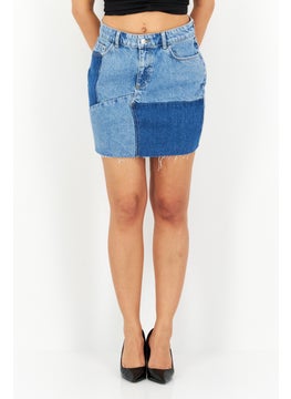 اشتري Women Washed Casual Mini Denim Skirt, Blue في الامارات