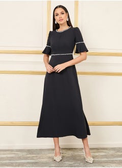 Buy Pearl Detail A-Line Maxi Dress in Saudi Arabia