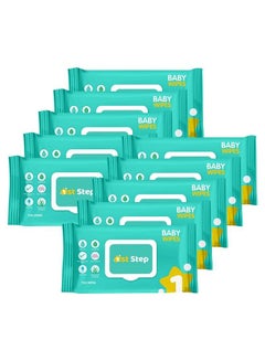 Buy Baby Wet Wipes With Lid Enriched And Aloe Vera And Jojoba Oil (72 Wipes;Pack X 10 Packs = 720 Wipes) in Saudi Arabia