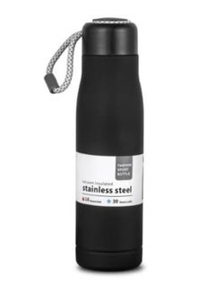 Buy Stainless steel 304 leakproof double layer vacuum design water bottle bpa-free and eco-Friendly insulated cup keeps hot or Cold water. black matte 500 ml in Egypt