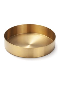 Buy Round Gold Tray Stainless Steel Jewelry, Make up, Candle Plate Decorative Tray (5.5 inches) in UAE