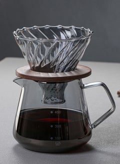 اشتري V60 Pour Over Coffee Maker Set,600ML Coffee Server With Glass Coffee Dripper,2 in 1 Hand Drip Coffee Set Home or Office في الامارات