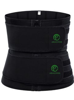 Buy Waist Trainer Neoprene Body Shaper-Slimming Sheath Belly Reducing-Double Strap Adjustable Sauna Shapewear-Trim Tummy Control Sweat Belt for Weight Loss-Fat Burning-Workout-Waist Trainer Belt in UAE