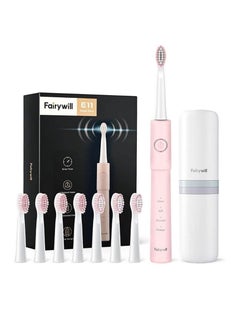 Buy E11 Ultrasonic Portable Electric Toothbrush with 8 Brush Heads and Travel Case Set in UAE