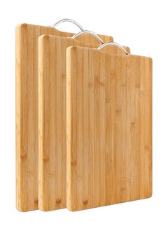 اشتري SKY-TOUCH 3pack Bamboo Wood Cutting Chopping Set Serving Board with Stainless Steel Handle Suitable for Meat, Vegetables and Cheese في الامارات