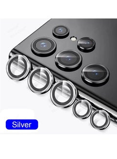 Buy Camera Lens Protector For Samsung Galaxy S23 Ultra Scratch-Resistant Tempered Glass with Alloy Edge Camera Cover Screen Protector Decoration Accessories for S23 Ultra 5G 2023 - Silver in UAE