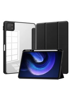 Buy Case For Xiaomi Pad 6/6 Pro 11 Inch Clear Shockproof Back Cover Built-in Pencil Holder Auto Sleep/Wake (Black) in Egypt