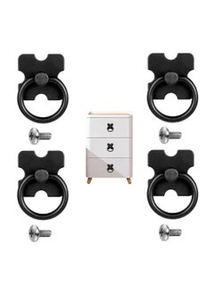 اشتري Drawer Handles and Ring Pull, 4 Pcs Decorative Furniture Door Drawer Handles and Ring Pull with Screws for Cabinet Wardrobe Cupboard Dresser, Black في الامارات