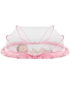 Buy Foldable baby mosquito net for safe and easy use ensures safe sleep for your baby - Pink in Egypt