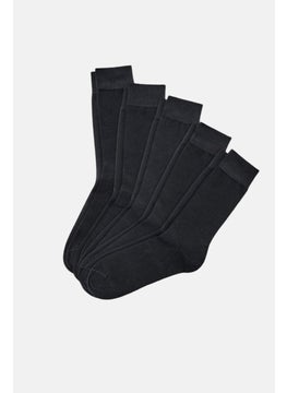 اشتري Men 5 Pairs Plain Socks, Black في الامارات