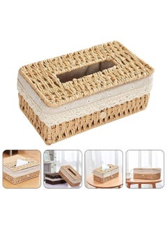 Buy Tissue Box Cover Napkin Holder Tissue Case Dispenser Hand Woven Napkin Holder in UAE