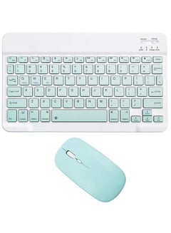Buy Ultra-Slim Bluetooth Keyboard and Mouse Combo Rechargeable Portable Wireless Keyboard Mouse Set for Apple iPad iPhone and Above Samsung Tablet Phone Smartphone Android Windows (White in UAE