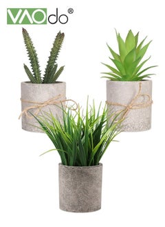 Buy 3PCS Small Fake Plants Eucalyptus Potted Artificial Plants for Shelf Desk Home Bathroom Farmhouse Room Coffee Table Decor in UAE