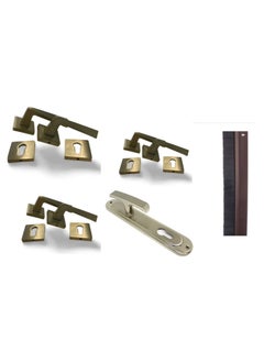 Buy 3 set of Al-Ahram matt nickel rosette handle with Comex silver apartment door handle and door brush to prevent dirt and dust as a gift in Egypt