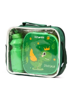 Buy Eazy Kids Lunch Box and Water Bottle With Bag-Dino Green in Saudi Arabia