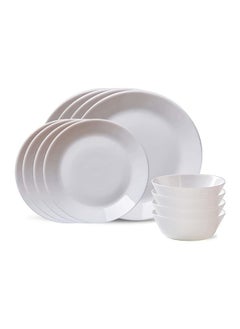 Buy 12Piece Dinnerware Set, Service for 4, Lightweight & Chip Resistant Dinner Dessert Plate & Soup/Cereal Bowl, White in Egypt