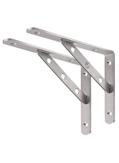 اشتري Shelf Brackets 10 inch - 2pcs Stainless Steel Solid Shelf Support, Corner Brace Joint Right Angle L Bracket, Space Saving DIY Bracket في الامارات