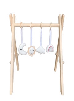 Buy Foldable Wooden Newborn Game Fitness Stand With Baby Teething Toys in UAE