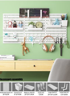 Buy Pegboard Combination Kit Pegboards and Accessories Modular Hanging for Wall Organizer Crafts Organization Ornaments Display Nursery Storage Peg Board PegBoard Organizer for Home Office (white) in Saudi Arabia