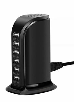 اشتري Desktop USB Charging Station, Universal 6 Ports Tower Portable Travel USB Charger Multi-Port USB Cardle Charger Hub for iPhone/iPad Android and All Other USB Enabled Devices في الامارات