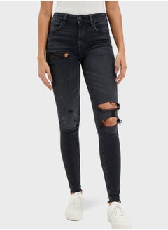 Buy High Waist Ripped Jeans in Saudi Arabia