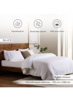 Buy Elegance 3-Piece Duvet Cover Set 160X200Cm - White in UAE