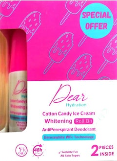 Buy Whitening Roll On Deodorant Cotton Candy Ice Cream Scent 1+1 (60+60) ml in Egypt