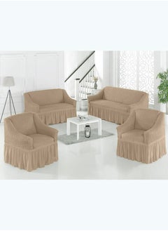 Buy Sofa Cover 4-Pieces Set of 7-Seater (3+2+1+1) Super Stretchable Anti-Wrinkle Slip Resistant Furniture Protector in Saudi Arabia