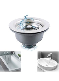 اشتري Kitchen Sink Collection, Stainless Steel Strainer, Kitchen Sink Basket, Waste Plug Sink Accessories, Sink Drain Strainer Assembly（114mm） في السعودية