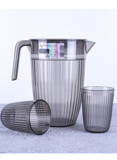 Buy Acrylic Water jug Juice Drink Jug with 2 Cups, Healthy Acrylic Drinkware Set, Refrigerator & Dishwasher Safe, 1.7L Capacity Jug with Durable Handle, 2-Way Lid and 2 Serving Cups in Egypt