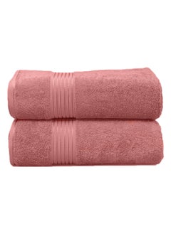 Buy Luxury Soft and Absorbent Towel Set Pack Of 2 Peach in Saudi Arabia