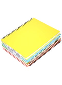 اشتري FIS Pack of 5  Spiral Hard Cover Notebook 9X7 Inches (22.86 X 20.32 CM) Single Line,With Border,100 Sheets-Assorted Color -FSNBS97NASST في الامارات