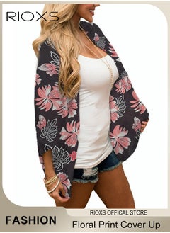 Buy Womens Beach Cover ups Floral Print Kimono Casual Cardigans Beach Dress Swimsuit Cover ups in UAE