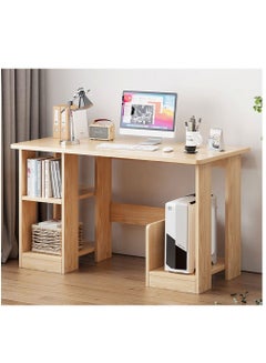 Buy Large Capacity Wooden Simple Computer Table and Laptop Desk with Storage Shelves for Home Office in Saudi Arabia